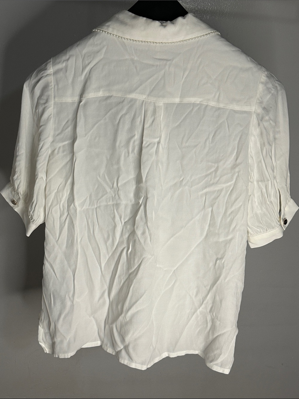 Ted Baker White Short-Sleeve Button-Up Shirt with Beaded Collar - Picture 2 of 5